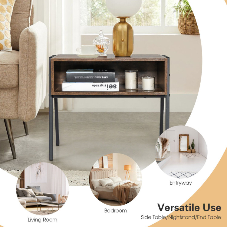 Stackable Night Stand Shelf Accent Table with Metal FrameCostway Gallery View 2 of 9