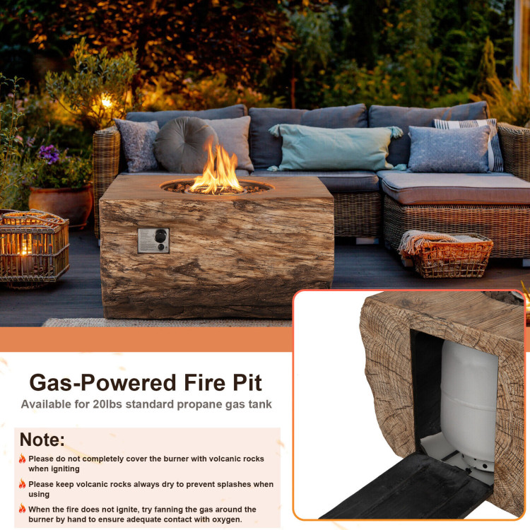 40 Inch Rectangle Propane Fire Pit Table Wood-Like Surface with Lava Rock PVC Cover-NaturalCostway Gallery View 8 of 11