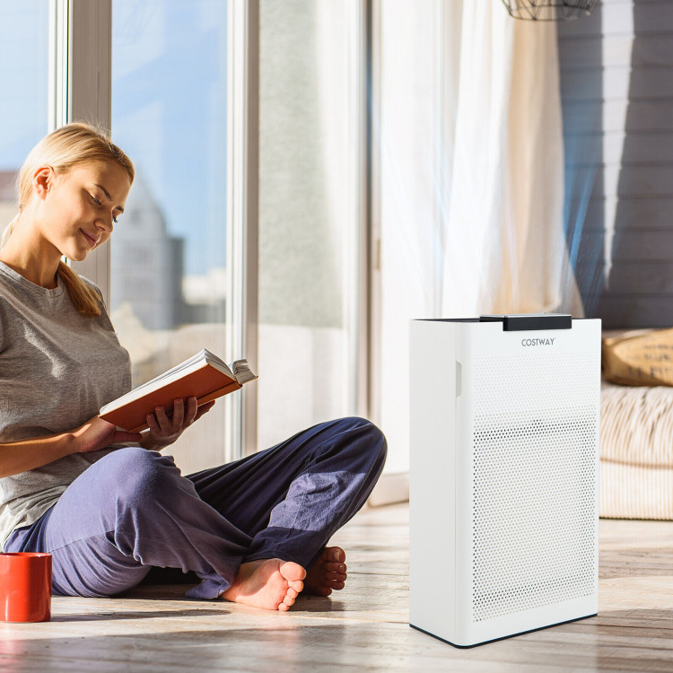Ozone Free Air Purifier with H13 True HEPA Filter Air Cleaner up to 1200 Sq. Ft-WhiteCostway Gallery View 6 of 10