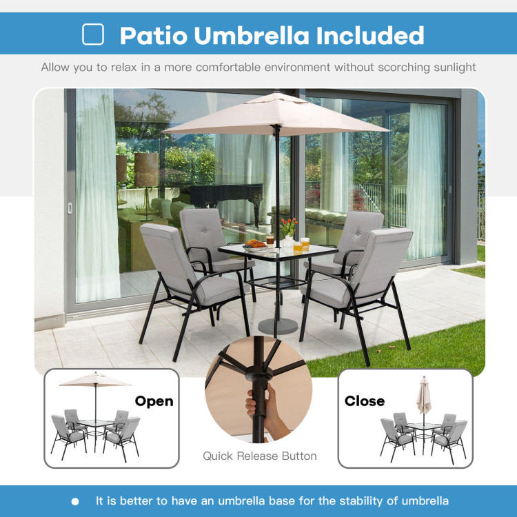 5 Feet Patio Square Market Table Umbrella Shelter with 4 Sturdy RibsCostway Gallery View 3 of 8