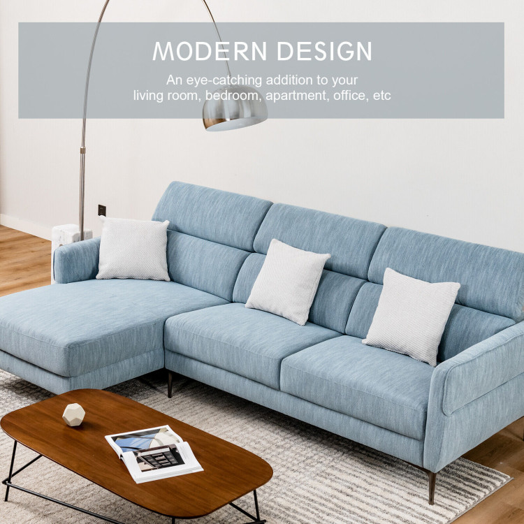 105 Inch L-Shaped Sofa Couch with 3 Adjustable Headrests-BlueCostway Gallery View 3 of 10