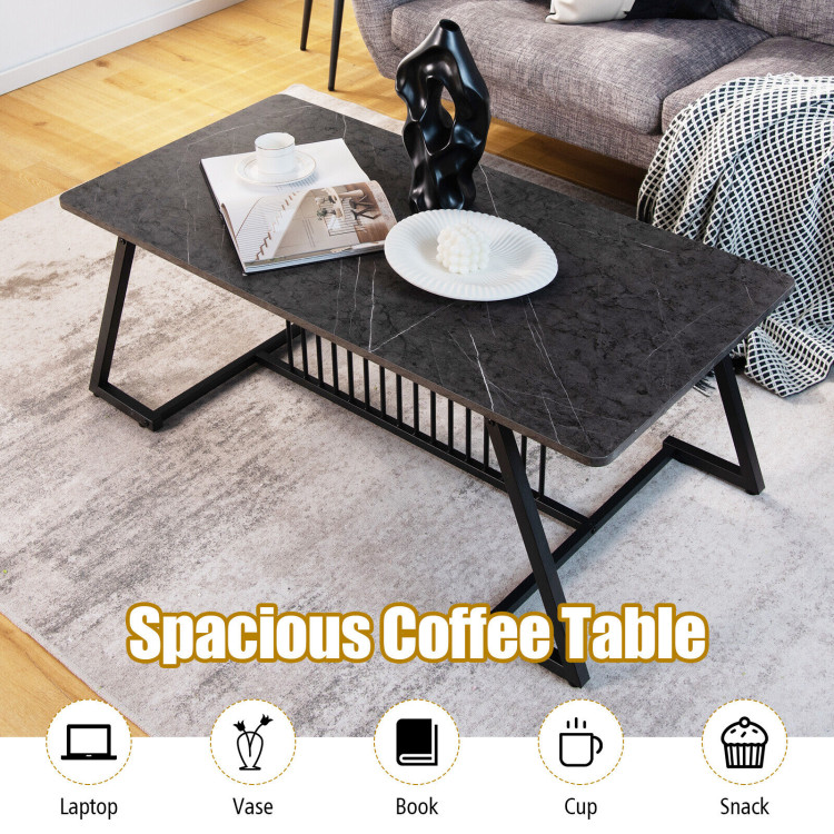48 Inch Modern Style Coffee Table with Spacious Tabletop for Living Room-BlackCostway Gallery View 1 of 10