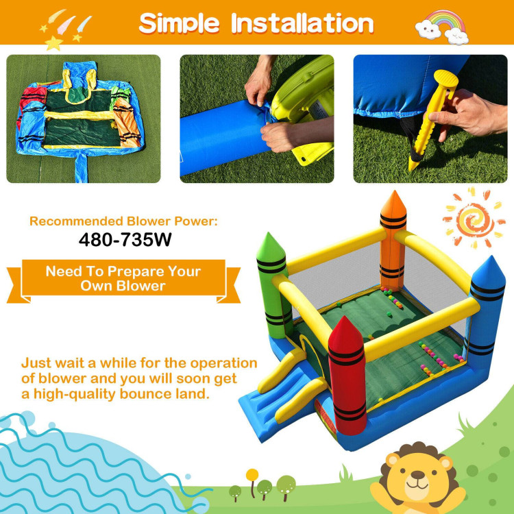 Kids Inflatable Bounce House with Slide and Ocean Balls Not Included BlowerCostway Gallery View 8 of 8