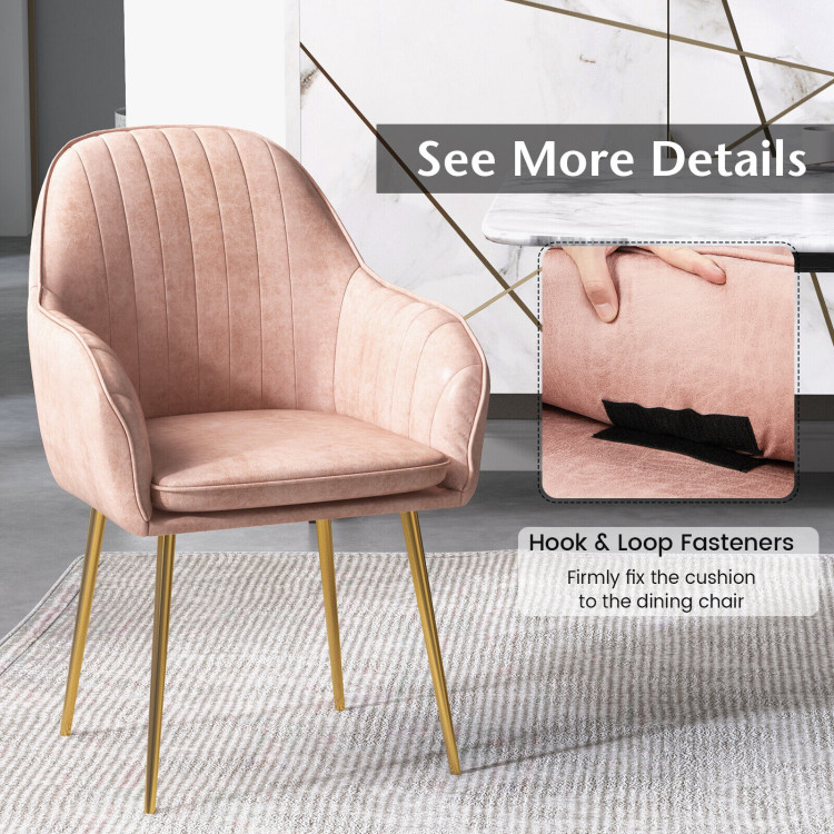 Accent Upholstered Arm Chair with Steel Gold Legs-PinkCostway Gallery View 3 of 9
