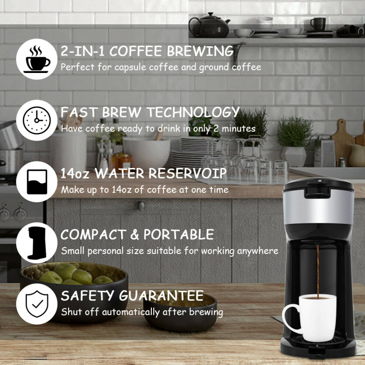 Portable Coffee Maker for Ground Coffee and Coffee CapsuleCostway Gallery View 9 of 11
