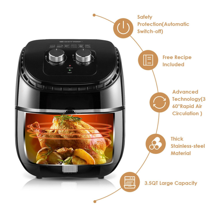 3.5 QT Electric 1300W  Hot Air Fryer with Timer& Temperature ControlCostway Gallery View 6 of 10