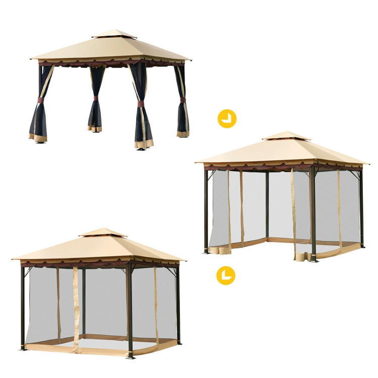 2-Tier 10 x 10 Feet Patio Shelter Awning Steel Gazebo CanopyCostway Gallery View 8 of 10