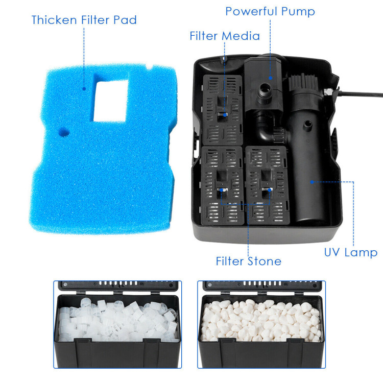 All-in-One 660 GPH Pond Filter 9W UV Sterilizer with Pump Fountain KitsCostway Gallery View 10 of 11