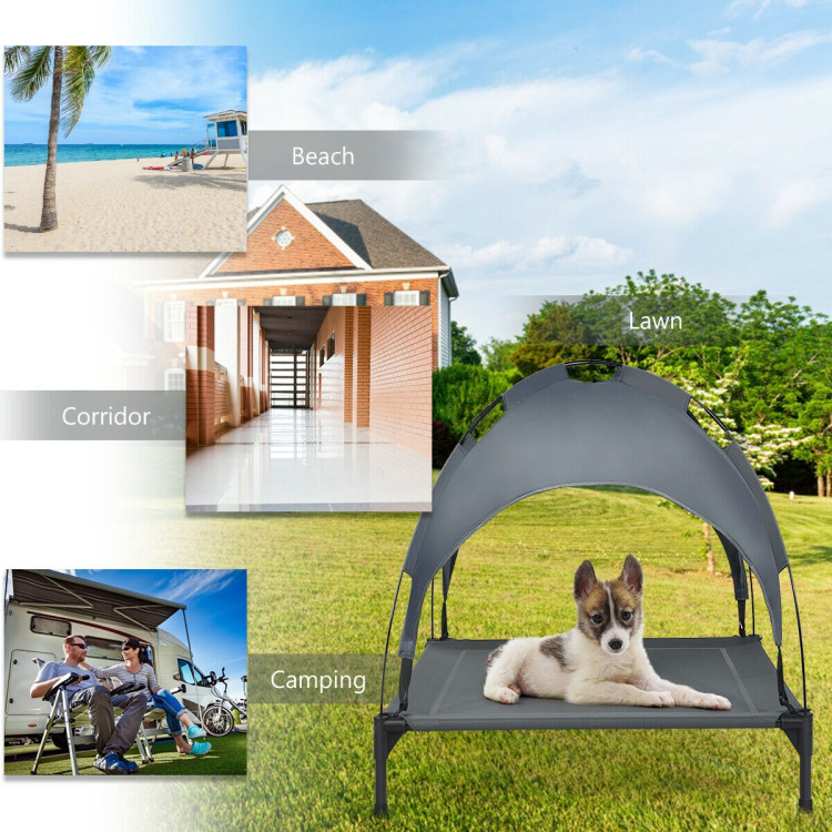 Portable Elevated Outdoor Pet Bed with Removable Canopy Shade-36 InchCostway Gallery View 5 of 12