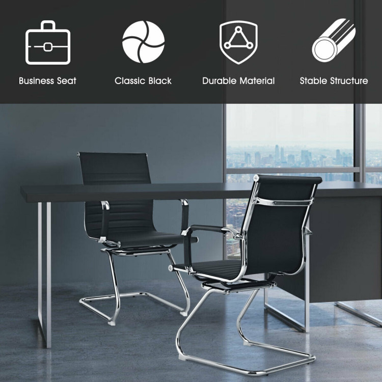 Set of 2 Heavy Duty Conference Chair with PU Leather-BlackCostway Gallery View 2 of 12