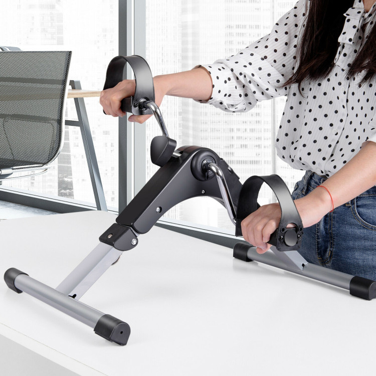 Folding Under Desk Indoor Pedal Exercise Bike for Arms LegsCostway Gallery View 8 of 12