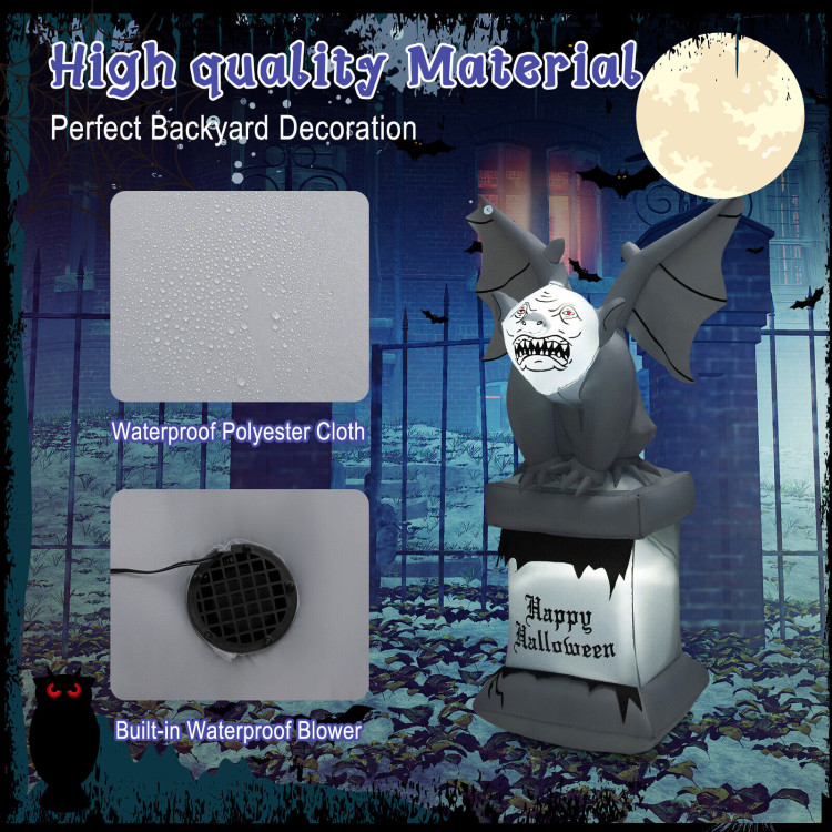 8.2 Feet Halloween Inflatable Gravestone with Gargoyle Yard Decoration and LED LightsCostway Gallery View 8 of 9