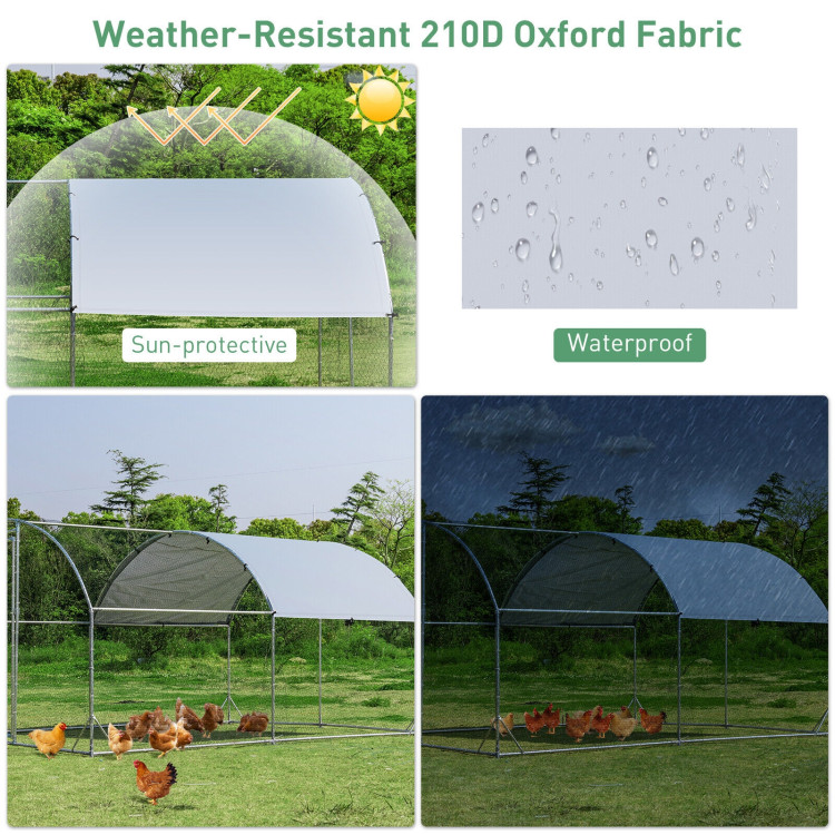 6.2 Feet/12.5 Feet/19 FeetLarge Metal Chicken Coop Outdoor Galvanized Dome Cage with Cover-MCostway Gallery View 10 of 10