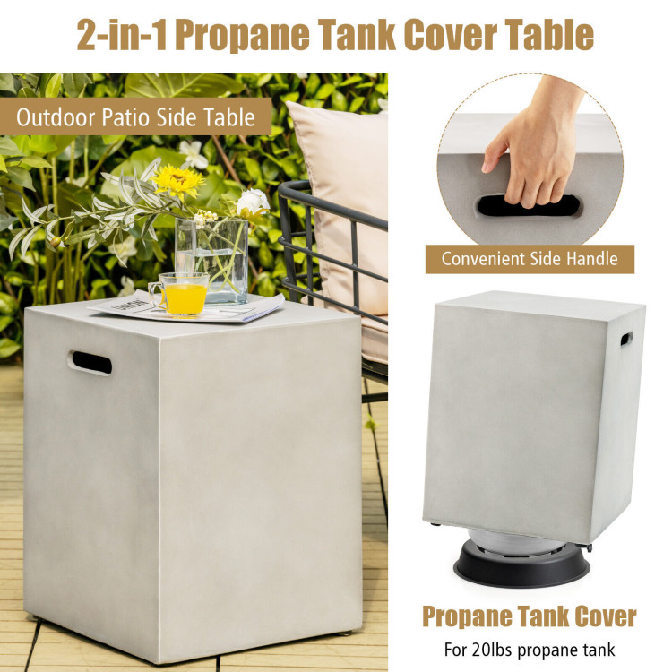 Propane Tank Cover Hideaway Table for Standard 20 Pounds Propane Tank-GrayCostway Gallery View 5 of 10