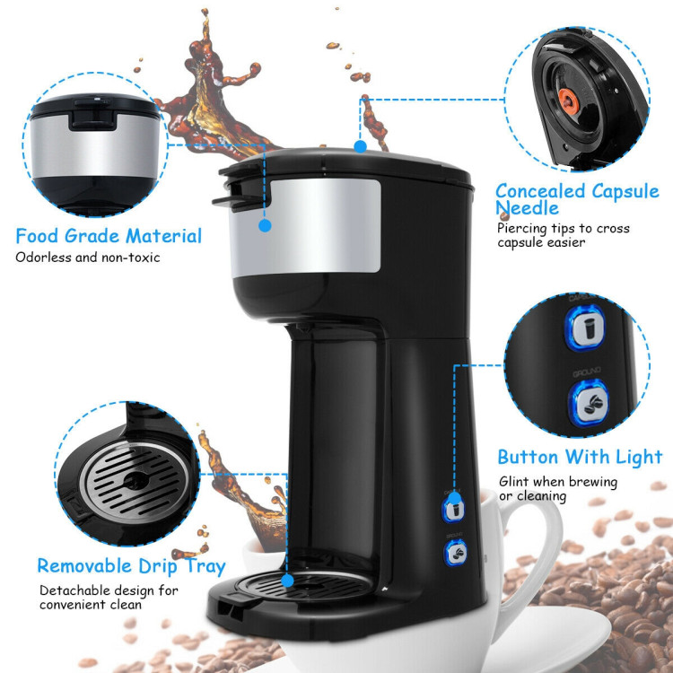 Portable Coffee Maker for Ground Coffee and Coffee CapsuleCostway Gallery View 10 of 11