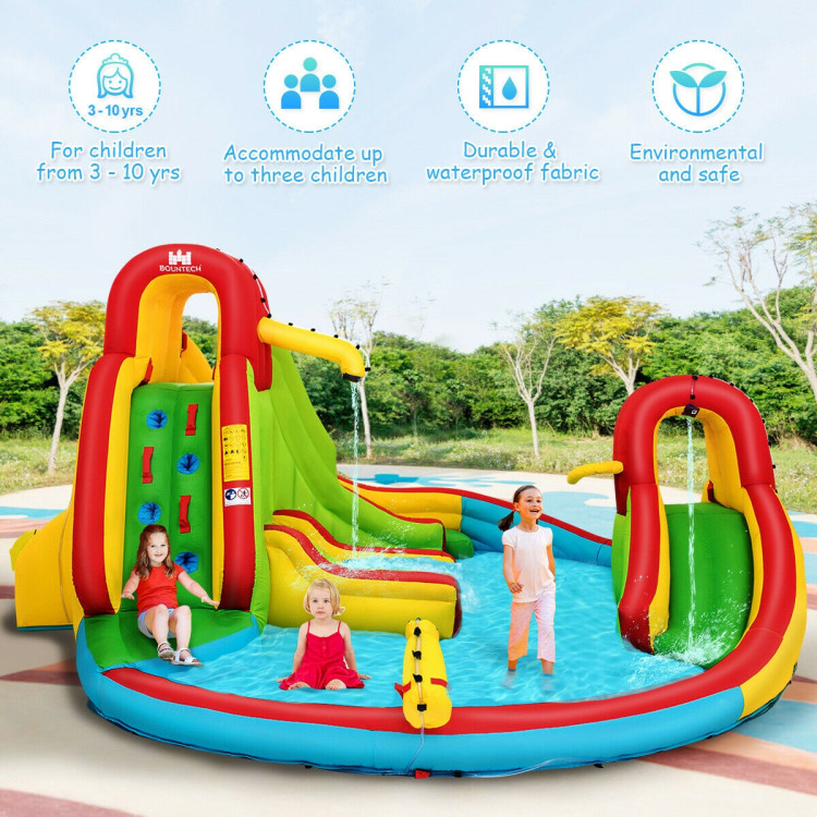 Kid's Inflatable Water Slide Bounce House with Climbing Wall and Pool Without BlowerCostway Gallery View 3 of 13