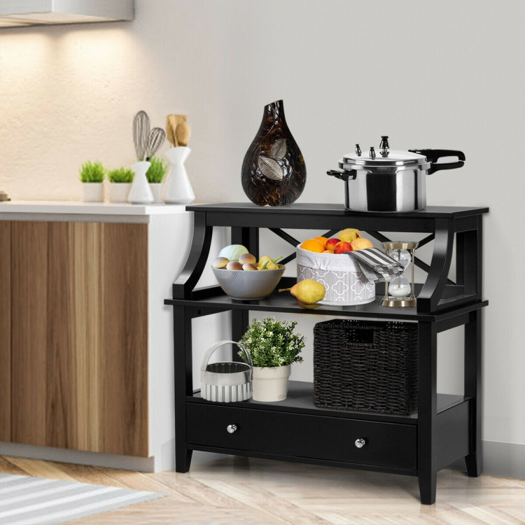 3-Tier Storage Rack End table Side Table with Slide Drawer -BlackCostway Gallery View 2 of 12
