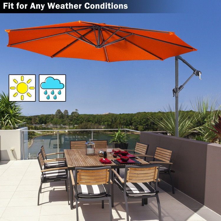 10 Feet Patio Outdoor Sunshade Hanging Umbrella without Weight Base-OrangeCostway Gallery View 10 of 10