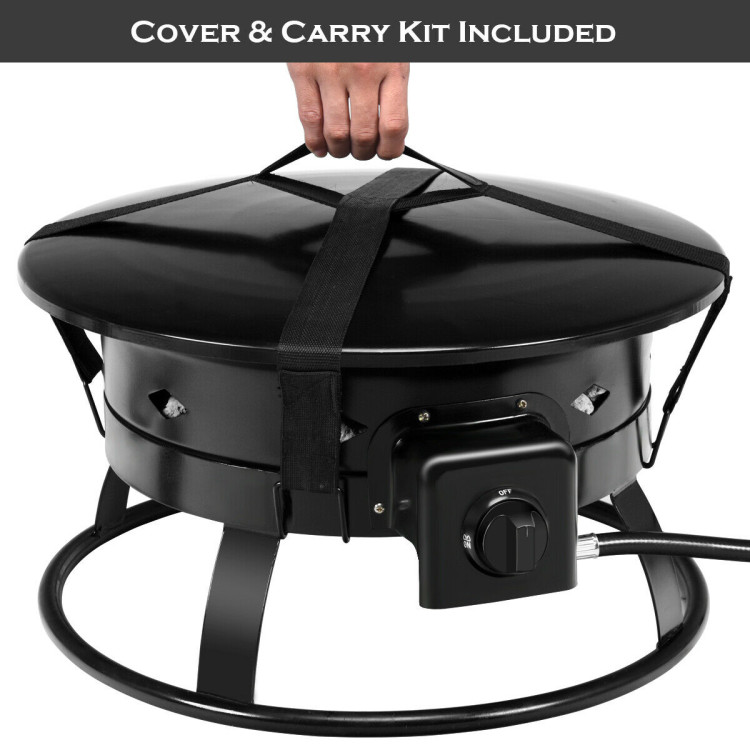58,000BTU Firebowl Outdoor Portable Propane Gas Fire Pit with Cover and Carry KitCostway Gallery View 8 of 13