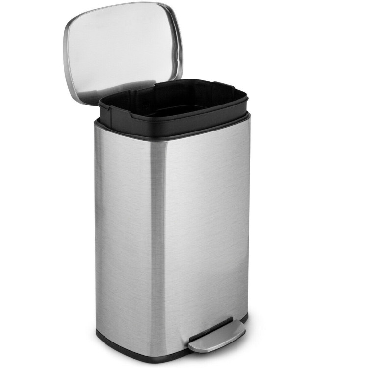 13.2 Gallon Stainless Steel Trash Garbage Can with BucketCostway Gallery View 10 of 11