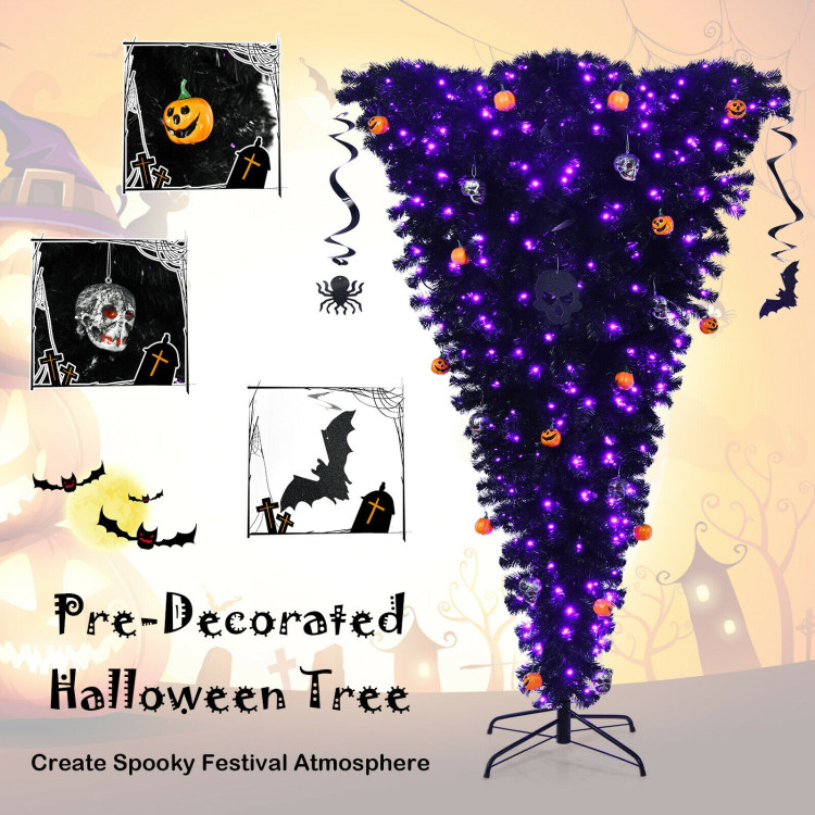 Upside Down 7 Feet Halloween Tree with 400 Purple LED LightsCostway Gallery View 11 of 12