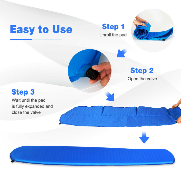Inflatable Sleeping Pad with Carrying Bag-BlueCostway Gallery View 10 of 10