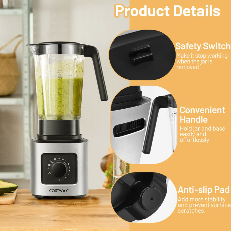 1500W 5-Speed Countertop Smoothie Blender with 5 Presets and 68oz Tritan Jar-SilverCostway Gallery View 10 of 10
