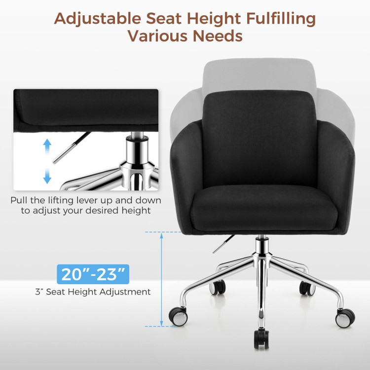 Adjustable Home Office Chair Swivel Computer Chair Vanity Chair with Armrest-BlackCostway Gallery View 8 of 10