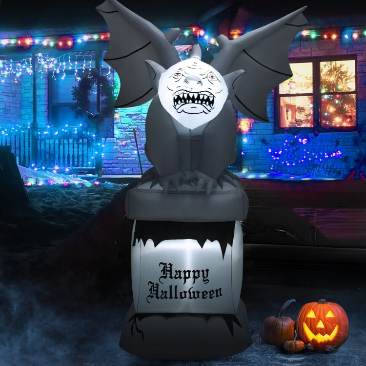 8.2 Feet Halloween Inflatable Gravestone with Gargoyle Yard Decoration and LED LightsCostway Gallery View 7 of 9