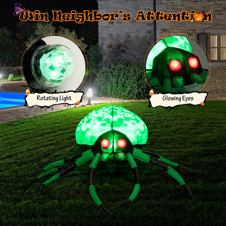 5 Feet Long Halloween Inflatable Creepy Spider with Cobweb and LEDsCostway Gallery View 8 of 10