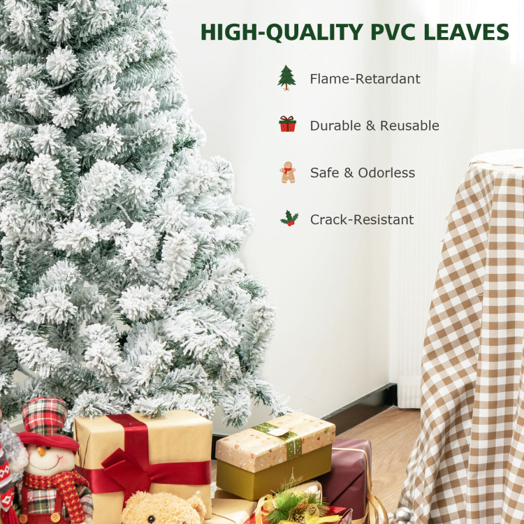 4.5 Feet Pre-Lit Premium Snow Flocked Christmas Tree with 150 LightsCostway Gallery View 3 of 10