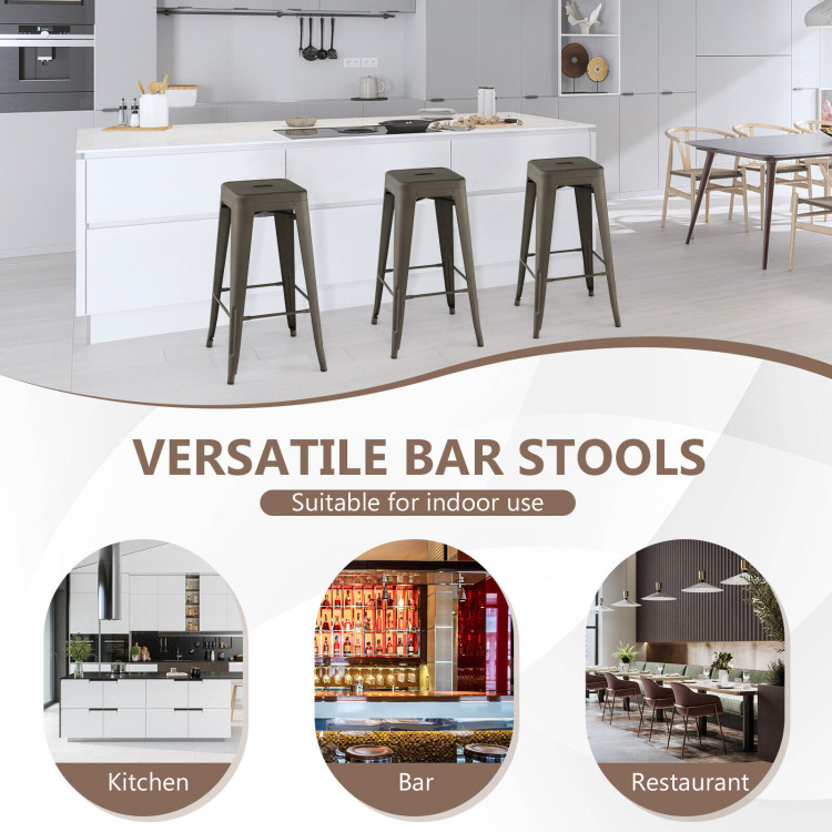 30 Inch Bar Stools Set of 4 with Square Seat and Handling Hole-GunCostway Gallery View 9 of 10