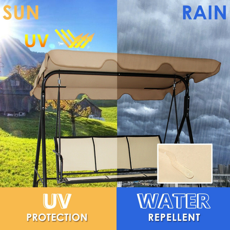 Outdoor Patio Swing Canopy 3 Person Canopy Swing Chair-BrownCostway Gallery View 10 of 13