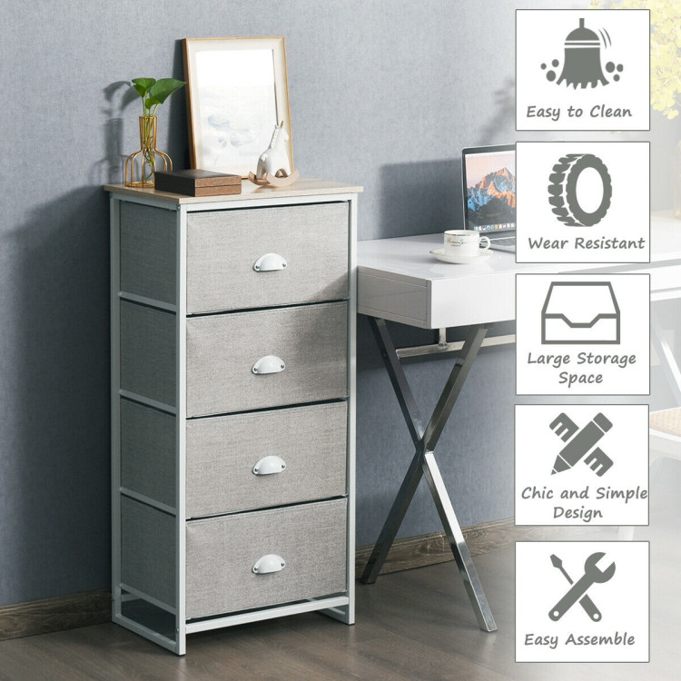 Chest Storage Tower Side Table Display Storage with 4 Drawers-GrayCostway Gallery View 10 of 13