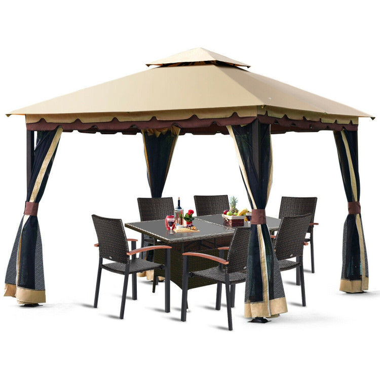 2-Tier 10 x 10 Feet Patio Shelter Awning Steel Gazebo CanopyCostway Gallery View 7 of 10