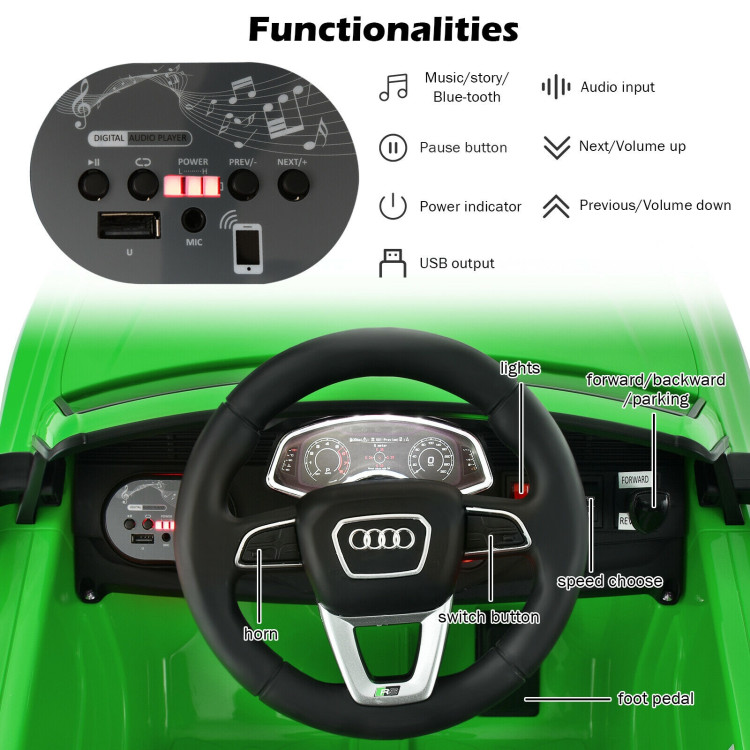 12 V Licensed Audi Q8 Kids Cars to Drive with Remote Control-GreenCostway Gallery View 12 of 12
