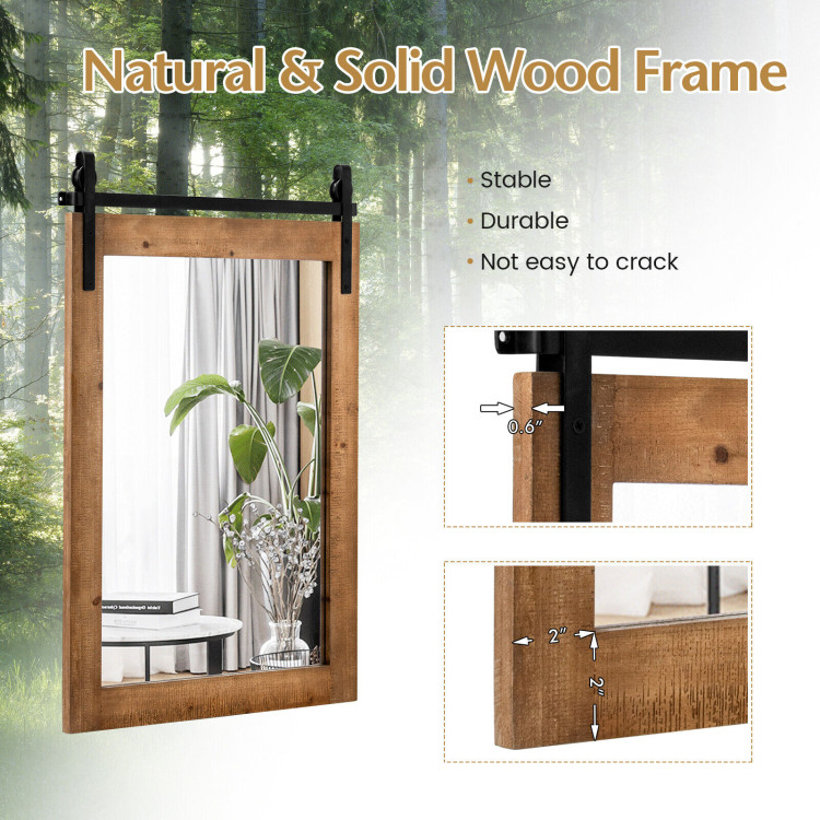 30 x 22 Inch Wall Mount Mirror with Wood Frame-BrownCostway Gallery View 2 of 10