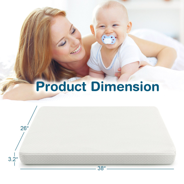 38 x 26 Inch Dual Sided Pack N Play Baby Mattress Pad with Removable Washable Cover-WhiteCostway Gallery View 4 of 11