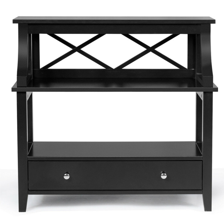 3-Tier Storage Rack End table Side Table with Slide Drawer -BlackCostway Gallery View 12 of 12