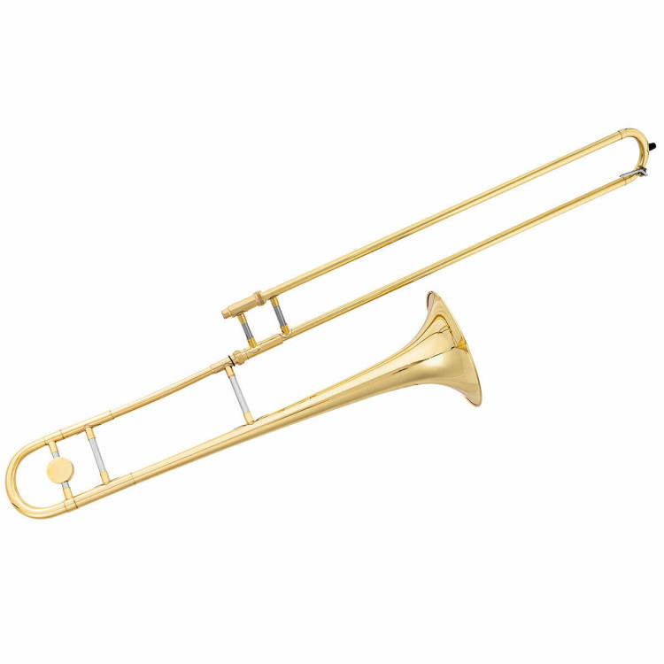 B Flat Trombone Golden Brass with MouthpieceCostway Gallery View 4 of 12