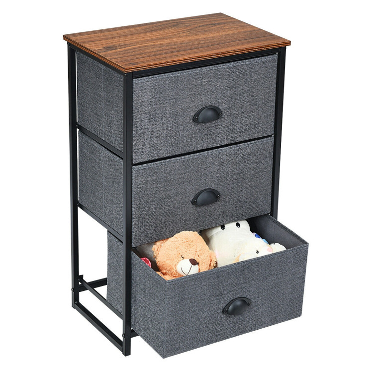 Nightstand Side Table Storage Tower Dresser Chest with 3 Drawers-BlackCostway Gallery View 4 of 13
