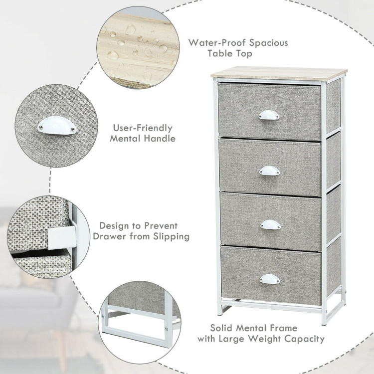 Chest Storage Tower Side Table Display Storage with 4 Drawers-GrayCostway Gallery View 9 of 13