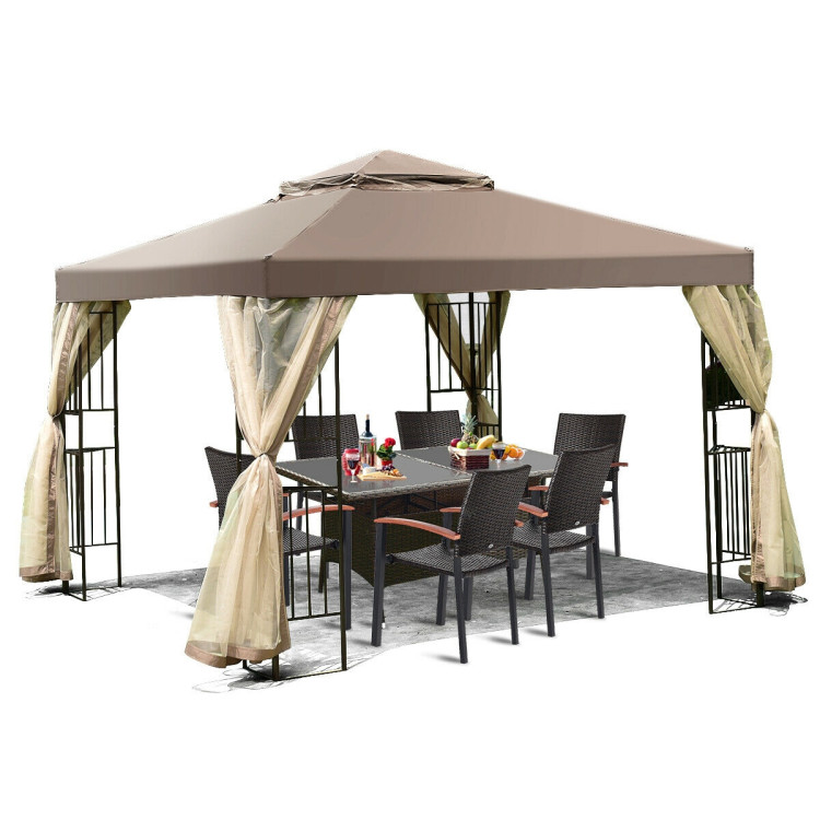 10 Feet x 10 Feet Awning Patio Screw-free Structure Canopy TentCostway Gallery View 6 of 10