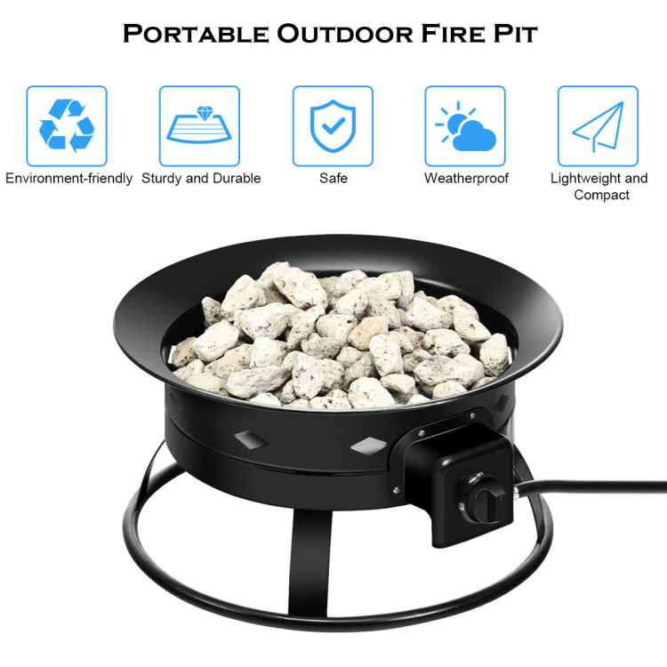 58,000BTU Firebowl Outdoor Portable Propane Gas Fire Pit with Cover and Carry KitCostway Gallery View 10 of 13