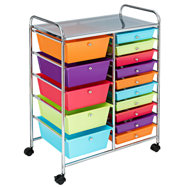 15-Drawer Utility Rolling Organizer Cart Multi-Use Storage-Deep MulticolorCostway Gallery View 1 of 10