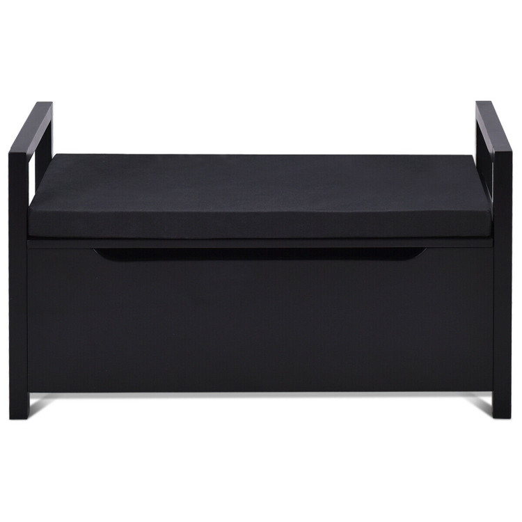 34.5 ×15.5 ×19.5 Inch Shoe Storage Bench with Cushion Seat for Entryway-BlackCostway Gallery View 9 of 11