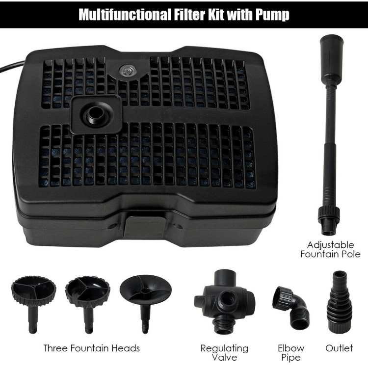 All-in-One 660 GPH Pond Filter Pump with Sterilizer and Fountain JetCostway Gallery View 8 of 11