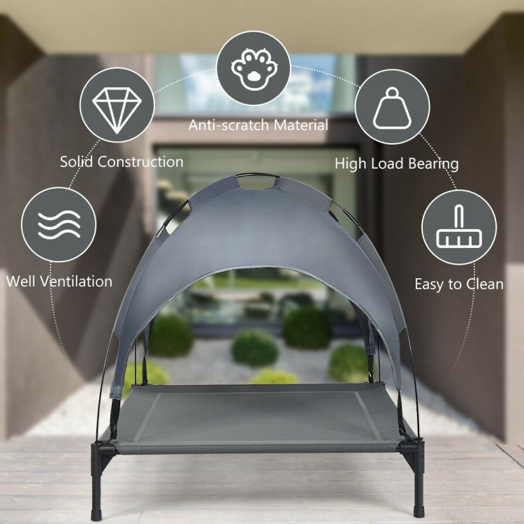 Portable Elevated Outdoor Pet Bed with Removable Canopy Shade-36 InchCostway Gallery View 2 of 12