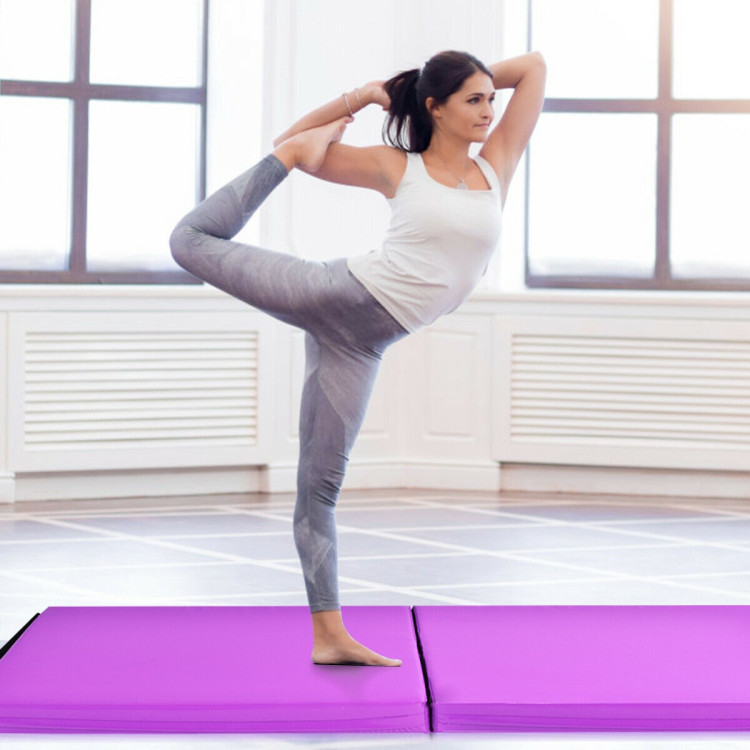 6 x 2 Feet Gymnastic Mat with Carrying Handles for Yoga-PurpleCostway Gallery View 2 of 10