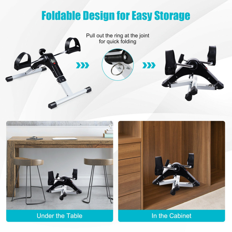Folding Under Desk Indoor Pedal Exercise Bike for Arms LegsCostway Gallery View 9 of 12